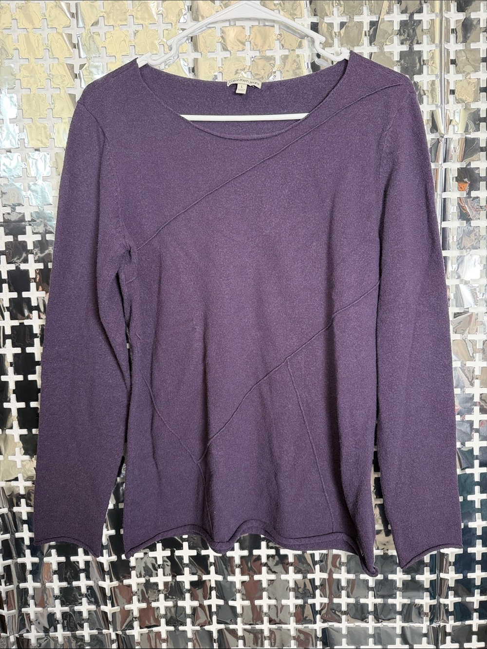 Calvin Klein Jeans Long Sleeve Deep Purple Knit Top